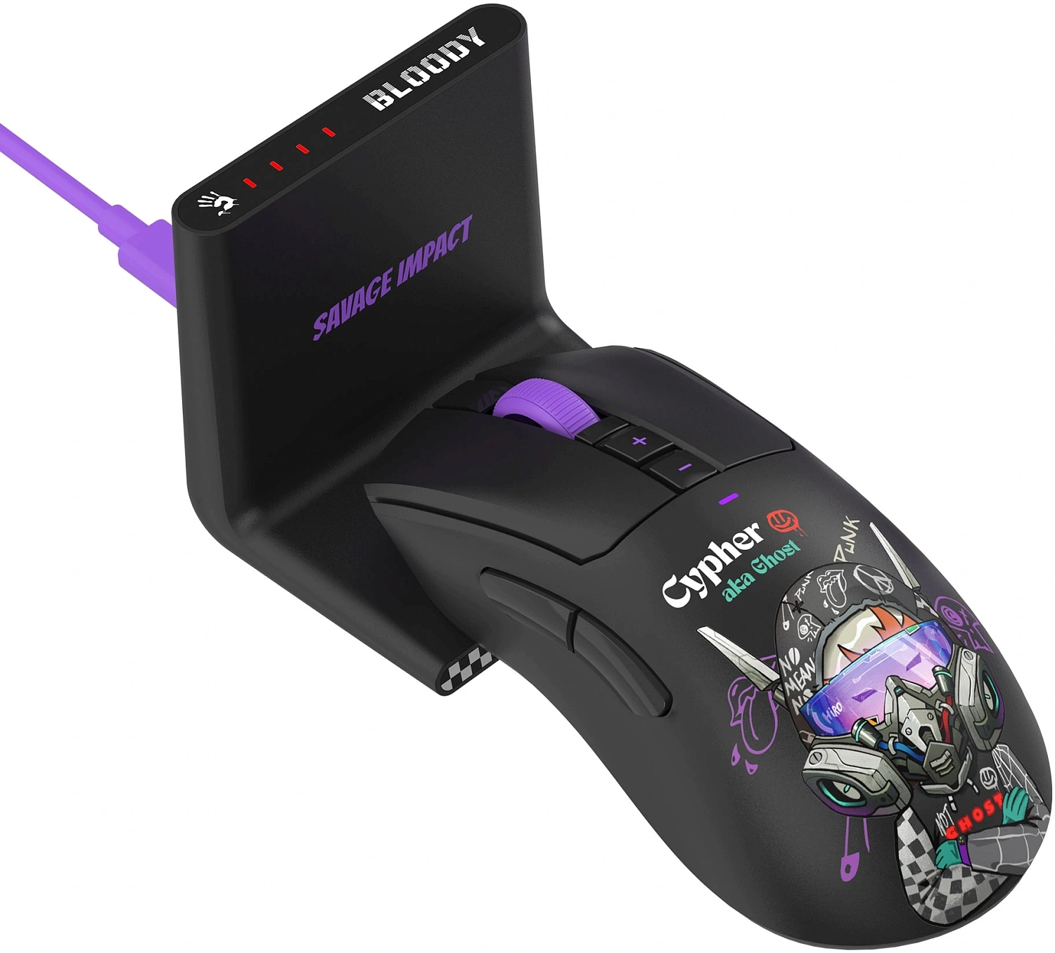Мышь A4Tech Bloody R73 Ultra Duo черный/рисунок оптическая 20000dpi беспров. USB-C 7but (R73 ULTRA DUO CYPHER GHOST) Мышь A4Tech Bloody R73 Ultra Duo черный/рисунок оптическая 20000dpi беспров. USB-C 7but (R73 ULTRA DUO CYPHER GHOST)