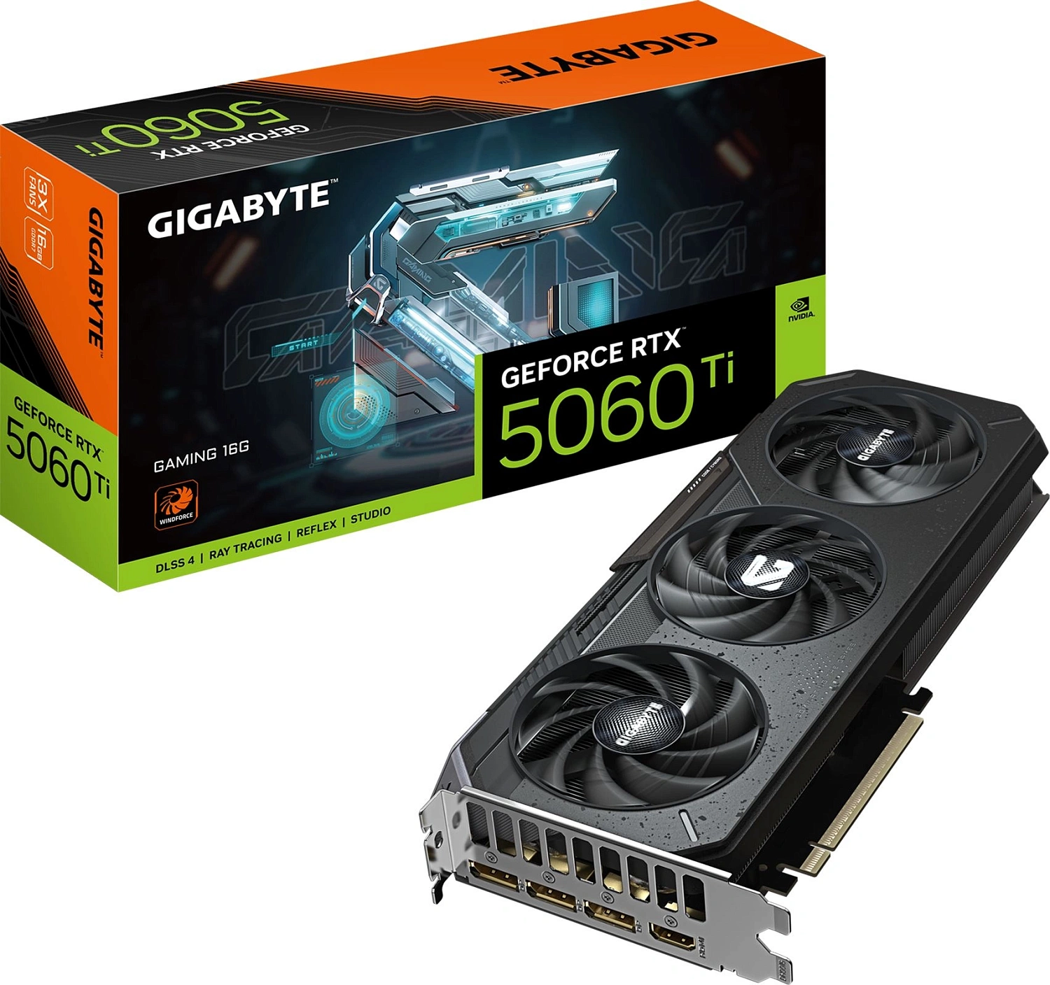 Видеокарта Gigabyte PCI-E 5.0 GV-N506TGAMING-16GD 1.0 NVIDIA GeForce RTX 5060TI 16Gb 128bit GDDR7 2572/28000 HDMIx1 DPx3 HDCP Ret