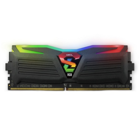 8GB GeIL DDR4 3200 DIMM Super Luce RGB SYNC Gaming Memory GLS48GB3200C16ASC Non-ECC, CL16, 1.35V, GLS48GB3200C16ASC Heat Shield, XMP 2.0, ASUS AURA, Gigabyte Fusion, MSI Mystic Light, ASRock Polychrome, RTL