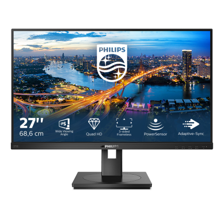 Монитор LCD 27'' [16:9] 2560х1440(WQHD) IPS, nonGLARE, 75 Hz, 350 cd/m2, H178°/V178°, 1000:1, 50М:1, 16.7M, 4ms, DVI, HDMI, DP, USB-Hub, Height adj, Pivot, Tilt, Swivel, Speakers, 3Y, Black