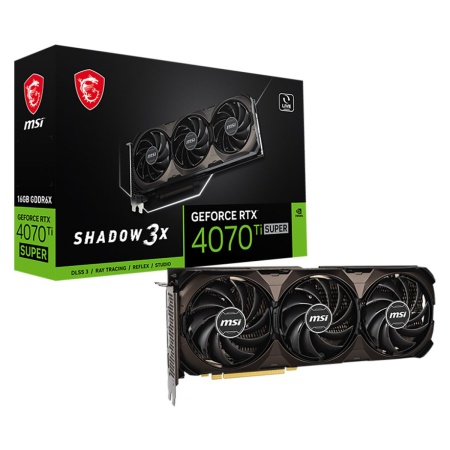 Видеокарта MSI RTX4070Ti SUPER SHADOW 3X 16GB GDDR6X 256bit 3xDP HDMI 3FAN RTL