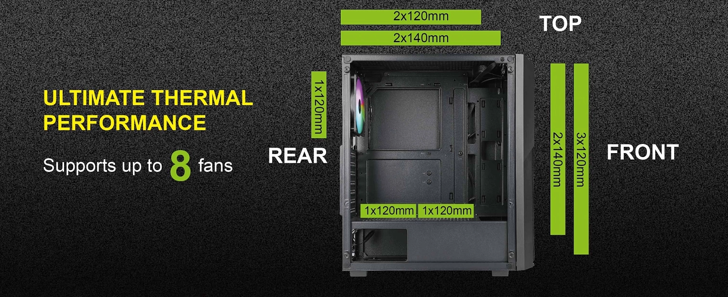 Корпус Azza FOREST черный без БП ATX 4x120mm 2xUSB3.0 audio bott PSU