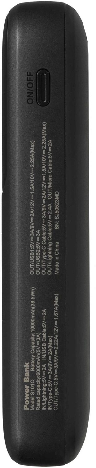 Мобильный аккумулятор Tecno Pocket S101Q 10000mAh QC3.0/PD3.0 22.5W 2.4A 2xUSB-A/USB-C черный Мобильный аккумулятор Tecno Pocket S101Q 10000mAh QC3.0/PD3.0 22.5W 2.4A 2xUSB-A/USB-C черный