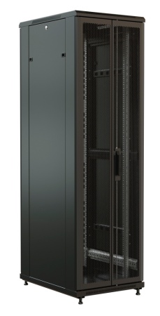 Шкаф коммутационный WRline (WR-TT-2766-DD-RAL9004) напольный 27U 600x600мм пер.дв.перфор.2ств. задн.дв.перфор.2-хст. 2 бок.пан. направл.под винты 800кг черный 510мм 1388мм IP20 сталь