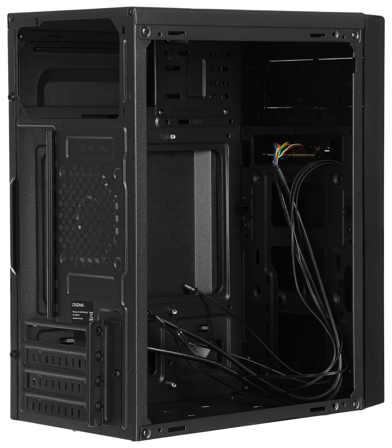 Корпус Digma DC-MATX103-U2 черный без БП mATX 1x80mm 2x120mm 2xUSB2.0 audio