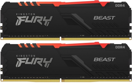 32GB DDR4 3600MHz DIMM FURY Beast Black RGB XMP KF436C18BB2AK2/32 kit 2x16Gb, CL18, 288-pin 1.35V Non-ECC