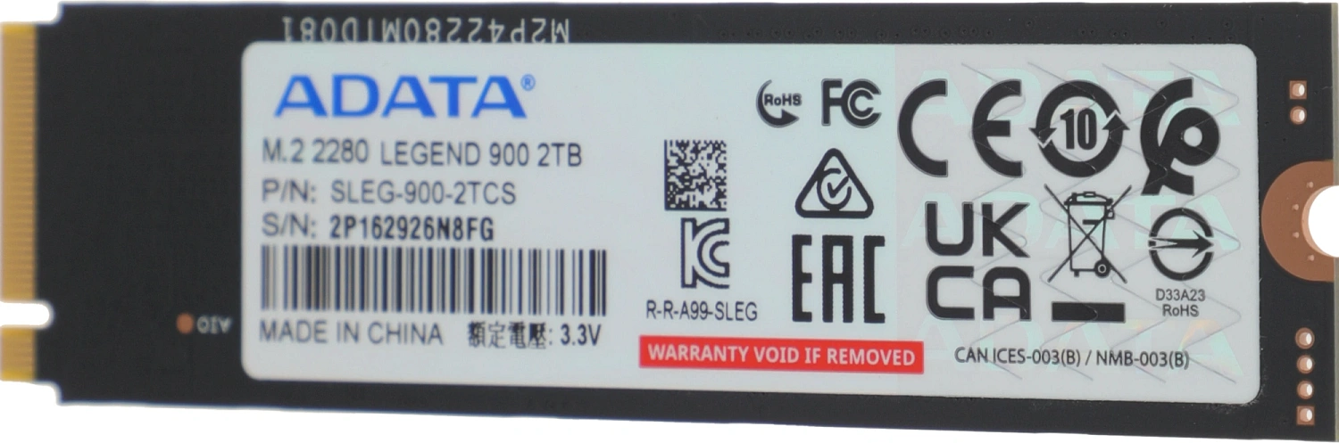 Накопитель SSD A-Data PCIe 4.0 x4 2TB SLEG-900-2TCS Legend 900 M.2 2280