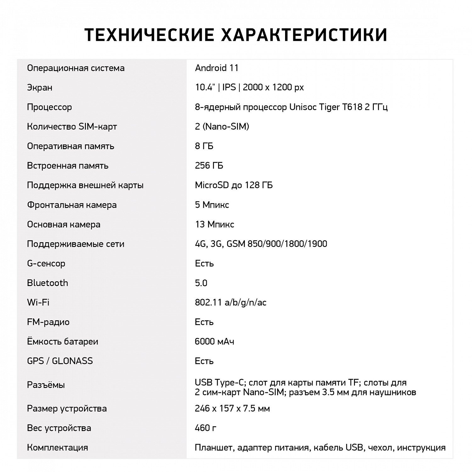 Планшет Digma Pro 1800F 4G Tiger T618 (2.0) 8C RAM8Gb ROM256Gb 10.4" IPS 2000x1200 3G 4G Android 11 темно-серый 13Mpix 5Mpix BT GPS WiFi Touch microSD 128Gb 6000mAh