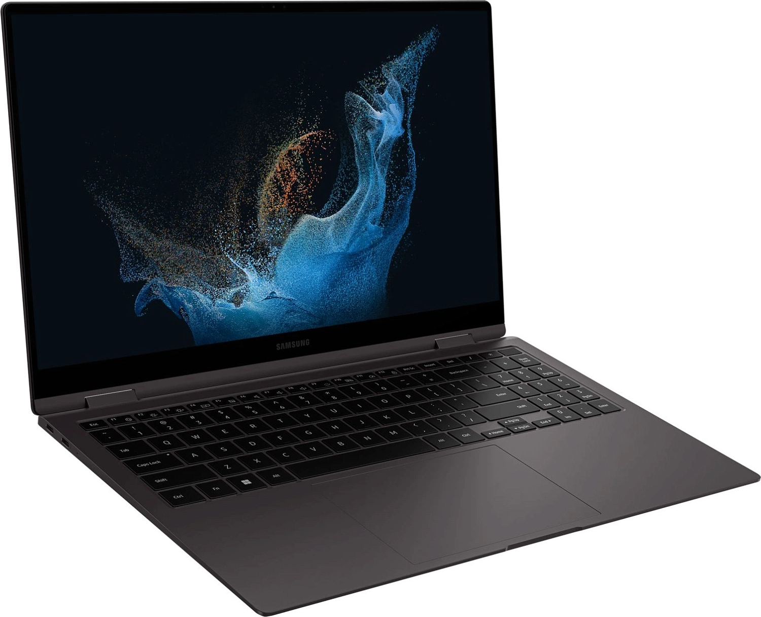 Ноутбук Samsung Galaxy Book 2 Pro 360 NP950 Core i7 1260P 16Gb SSD512Gb Intel Iris Xe graphics 15.6" AMOLED Touch FHD (1920x1080) Windows 11 Home English black WiFi BT Cam (NP950QED-KA1IN)