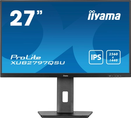 Монитор Iiyama 27" ProLite XUB2797QSU-B1 черный IPS LED 1ms 16:9 HDMI M/M матовая HAS Piv 1300:1 250cd 178гр/178гр 2560x1440 100Hz DP WQ HD 2K (1440p) USB 5.7кг