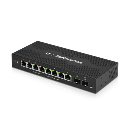 Edgeswitch 10XP PoE-коммутатор, 8х 1G RJ45, 2х SFP, раздача 52 Вт (025218)