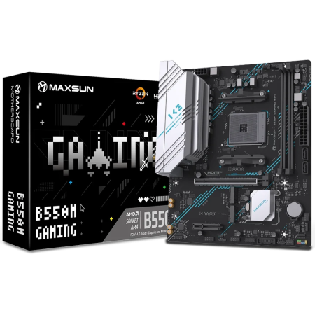 Материнская плата Maxsun MS-B550M GAMING WIFI B550, AM4, 2*DDR4, 1*PCIEx16, 1*PCIEx4, 1*PCIEx1, 2*M.2, 4*USB3.2Gen1, 6*USB2.0, 2*SATA3.0, 1G, DP, HDMI, M-ATX, RTL