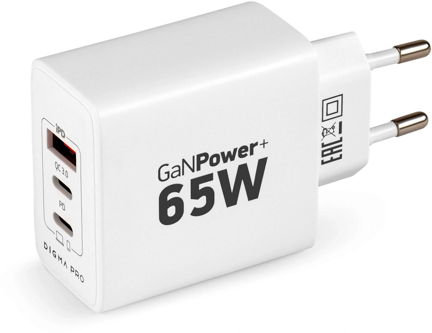 Сетевое зар./устр. Digma Pro DPW6B 65W 3.25A (PD+QC) 2хUSB-C/USB-A универсальное белый (DPW6B5GX12WH)