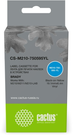 Картридж ленточный Cactus CS-M210-750595YL M210-750-595-YL для Brady M210/M211/M210-LAB