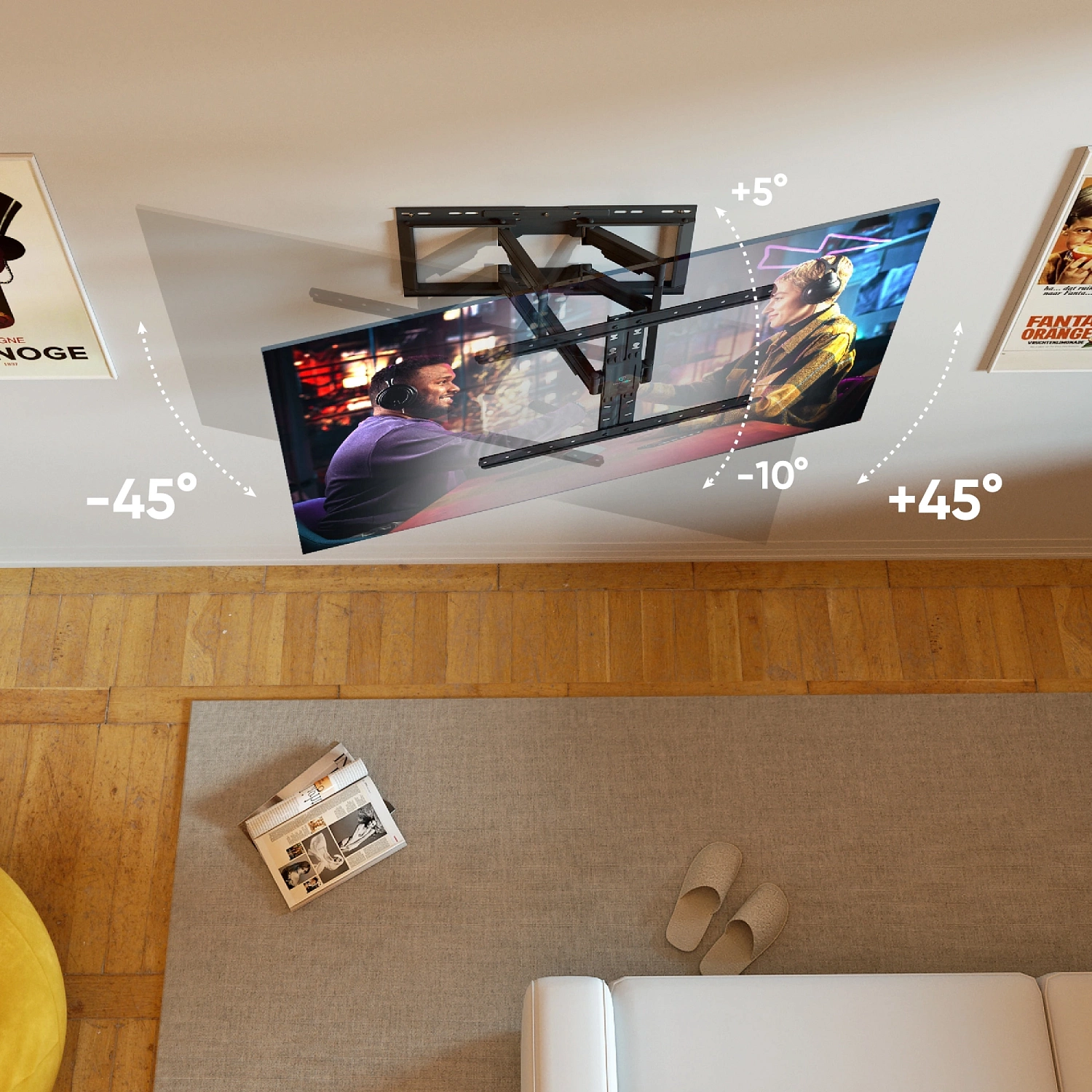 Кронштейн для телевизора Onkron SM6L черный 32"-90" макс.50кг настенный поворот и наклон