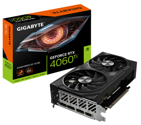 Видеокарта Gigabyte RTX4060Ti WINDFORCE OC V2 8GB GDDR6 128bit 3xDP HDMI 2FAN RTL