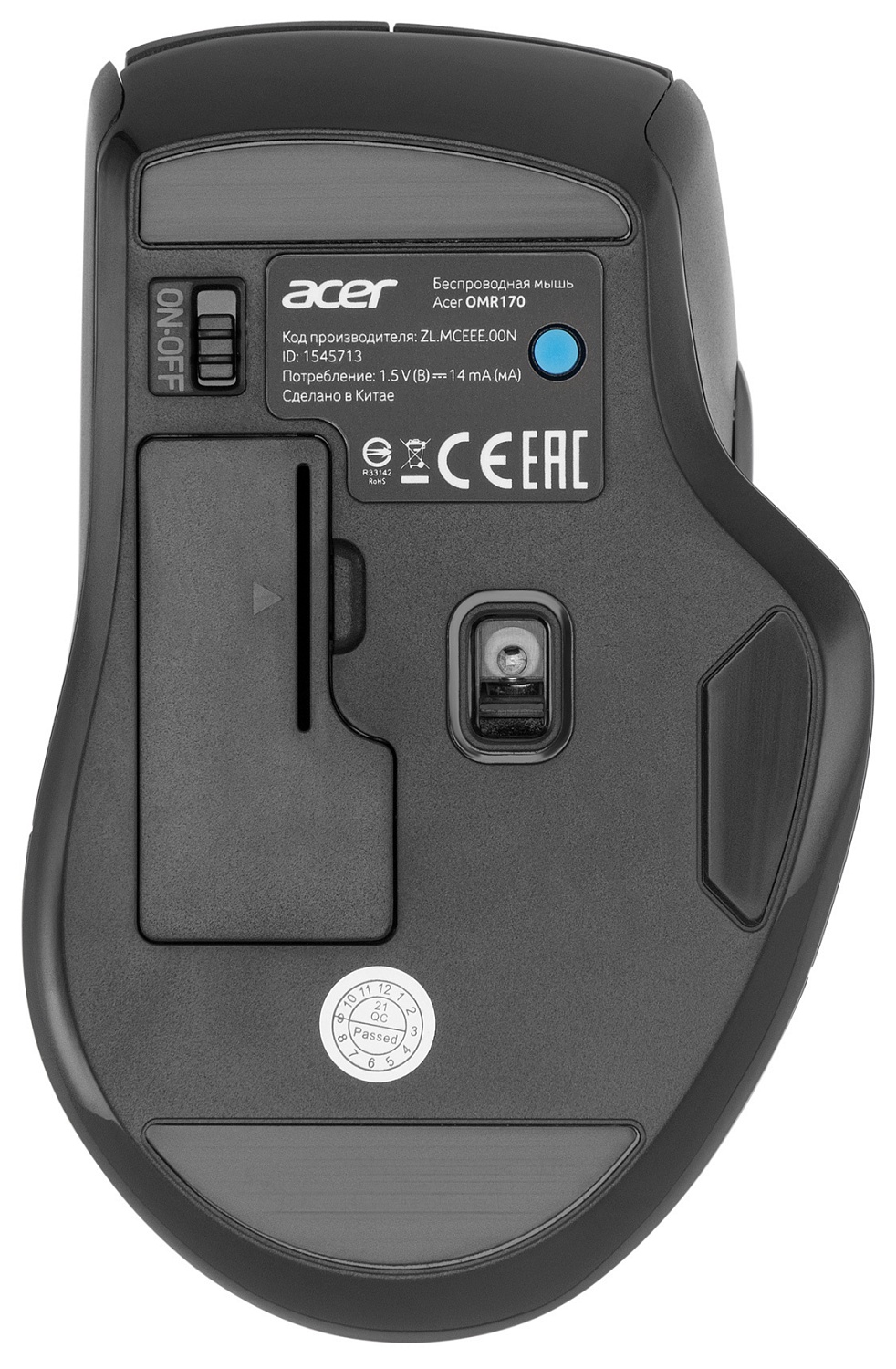 Мышь Acer OMR170 черный оптическая (1600dpi) беспроводная BT/Radio USB (5but) Мышь Acer OMR170 черный оптическая (1600dpi) беспроводная BT/Radio USB (5but)