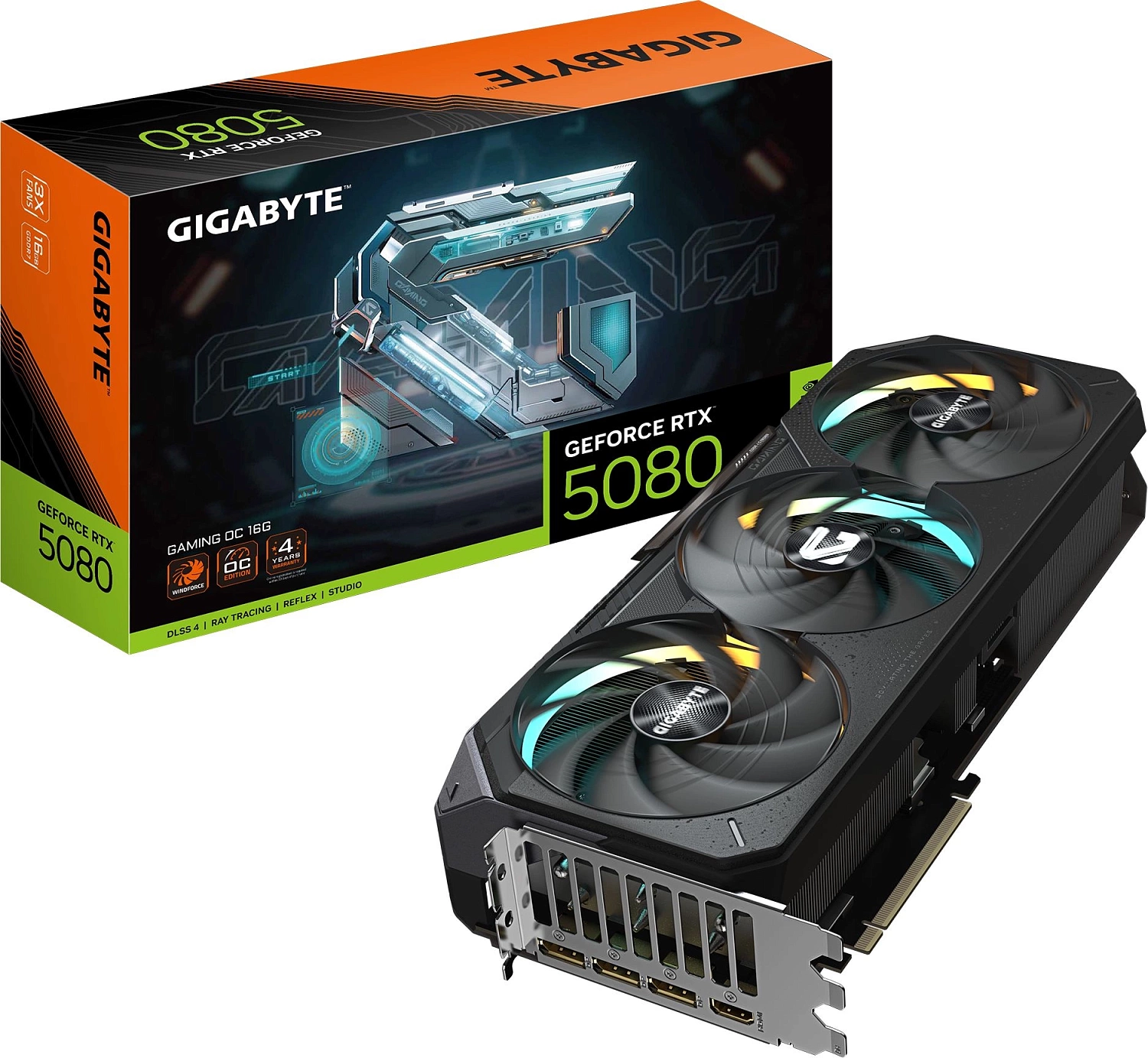 Видеокарта Gigabyte PCI-E 4.0 GV-N5080GAMING OC-16GD 1.0 NVIDIA GeForce RTX 5080 16Gb 256bit GDDR7 2550/23000 HDMIx1 DPx3 HDCP Ret