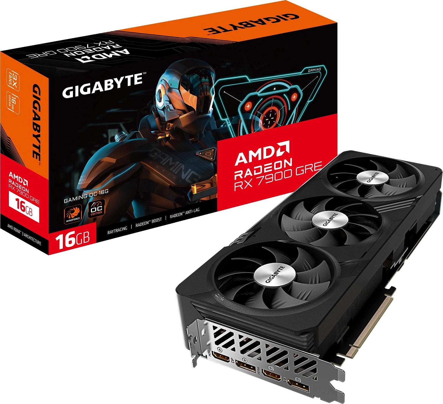 Видеокарта Gigabyte PCI-E 4.0 GV-R79GREGAMING OC-16GD AMD Radeon RX 7900GRE 16Gb 256bit GDDR6 2052/18000 HDMIx2 DPx2 HDCP Ret
