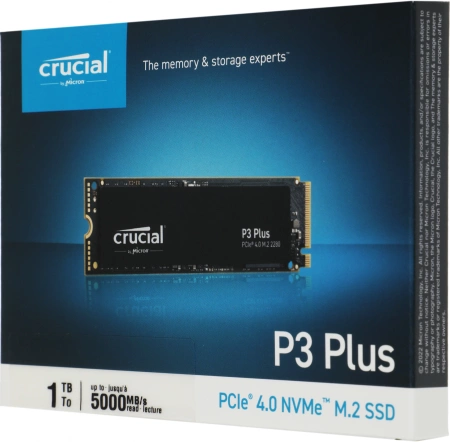 P3 Plus 1TB PCIe M.2 2280 SSD CT1000P3PSSD8 NVMe (PCIe Gen 4 x4), 3D NAND, R/W 3600/5000MB/s, TBW 220, DWPD 0