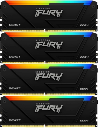 Память DDR4 4x16GB 3200MHz Kingston KF432C16BB2AK4/64 Fury Beast Black RGB RTL Gaming PC4-25600 CL16 DIMM 288-pin 1.35В dual rank с радиатором Ret