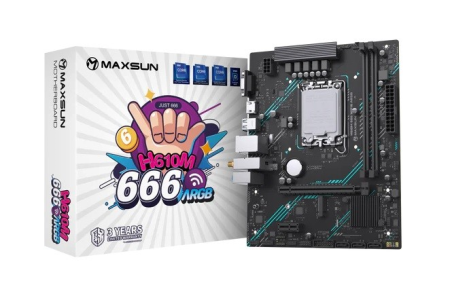 Материнская плата MAXSUN MS-H610M 666 WIFI6 ARGB, LGA1700, H610, 2*DDR4, 3*SATA3, M.2, USB 3.2, USB 2.0, 1*PCIEx16, 1*PCIEx1, VGA+HDMI, mATX