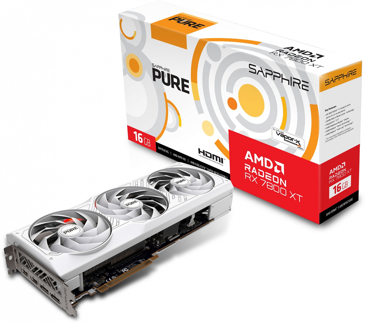Видеокарта Sapphire PCI-E 4.0 11330-03-20G PURE RX 7800 XT GAMING OC AMD Radeon RX 7800XT 16384Mb 256 GDDR6 2169/19500 HDMIx2 DPx2 HDCP Ret
