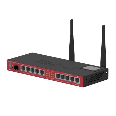 RB2011UiAS-2HnD-IN RouterBOARD 2011UiAS-2HnD Wi-Fi router. 802.11b/g/n 2.4GHz , 5x Ethernet 10/100 + 5x Ethernet 1000, USB, SFP cage, USB, PoE {20} (000323)