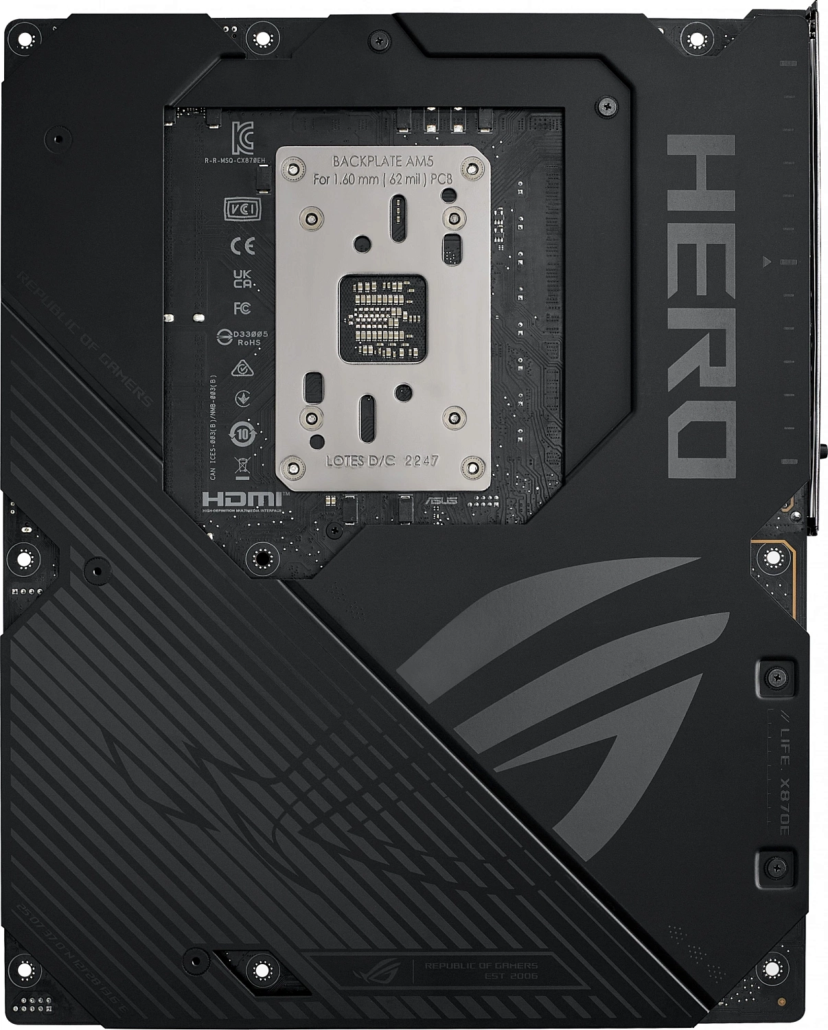 Материнская плата ASUS ROG CROSSHAIR X870E HERO, AM5, X870, 4*DDR5, 4*SATA, 5*M.2,  6*USB 3.2, 2*Type-C, 2*USB4, 6*PCIx16, HDMI, ATX; 90MB1IE0-M0EAY0