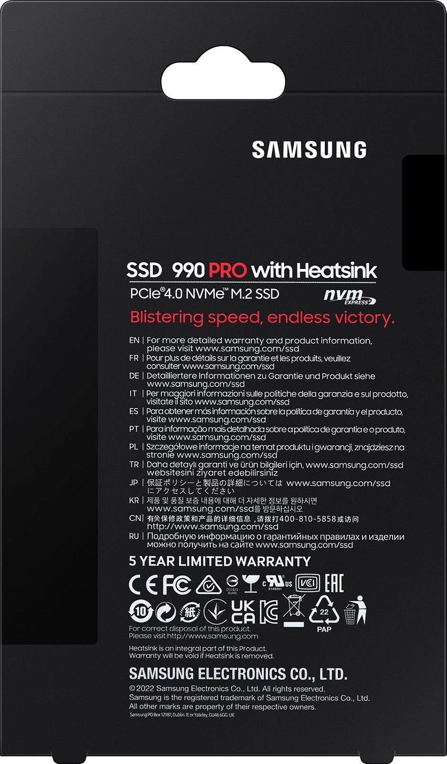 M.2 2280 2TB Samsung 990 PRO Black Client SSD MZ-V9P2T0CW PCI-E 4.0 x4, TBW 1200TB