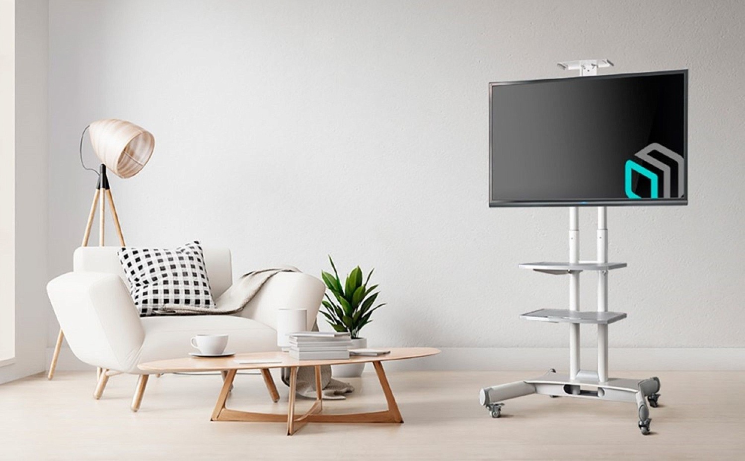 Подставка для телевизора Onkron TS1552 белый 40"-70" макс.60.5кг напольный мобильный