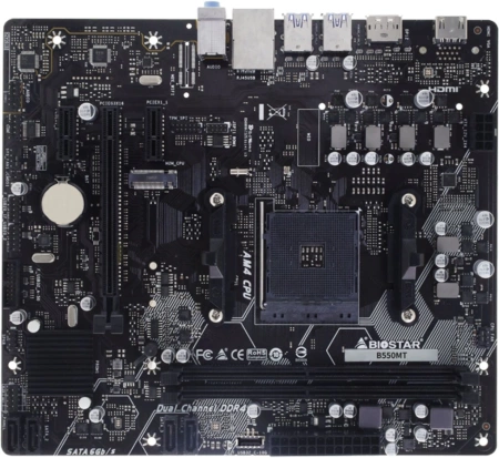 Материнская плата Biostar B550MT Soc-AM4 AMD B550 2xDDR4 mATX AC`97 8ch(7.1) GbLAN RAID+HDMI+DP