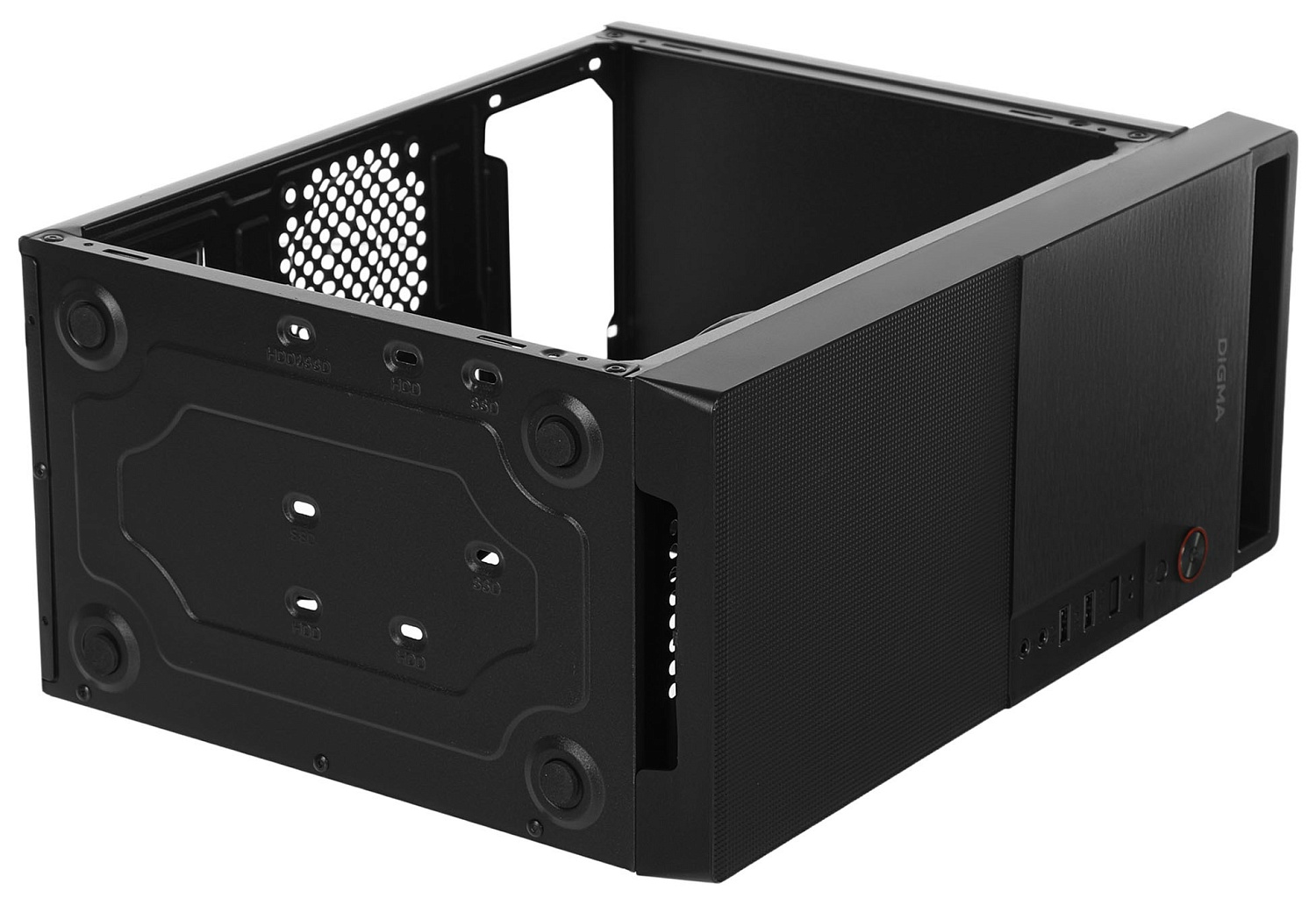 Корпус Digma DC-MATX101-U2 черный без БП mATX 1x80mm 2x120mm 2xUSB2.0 audio