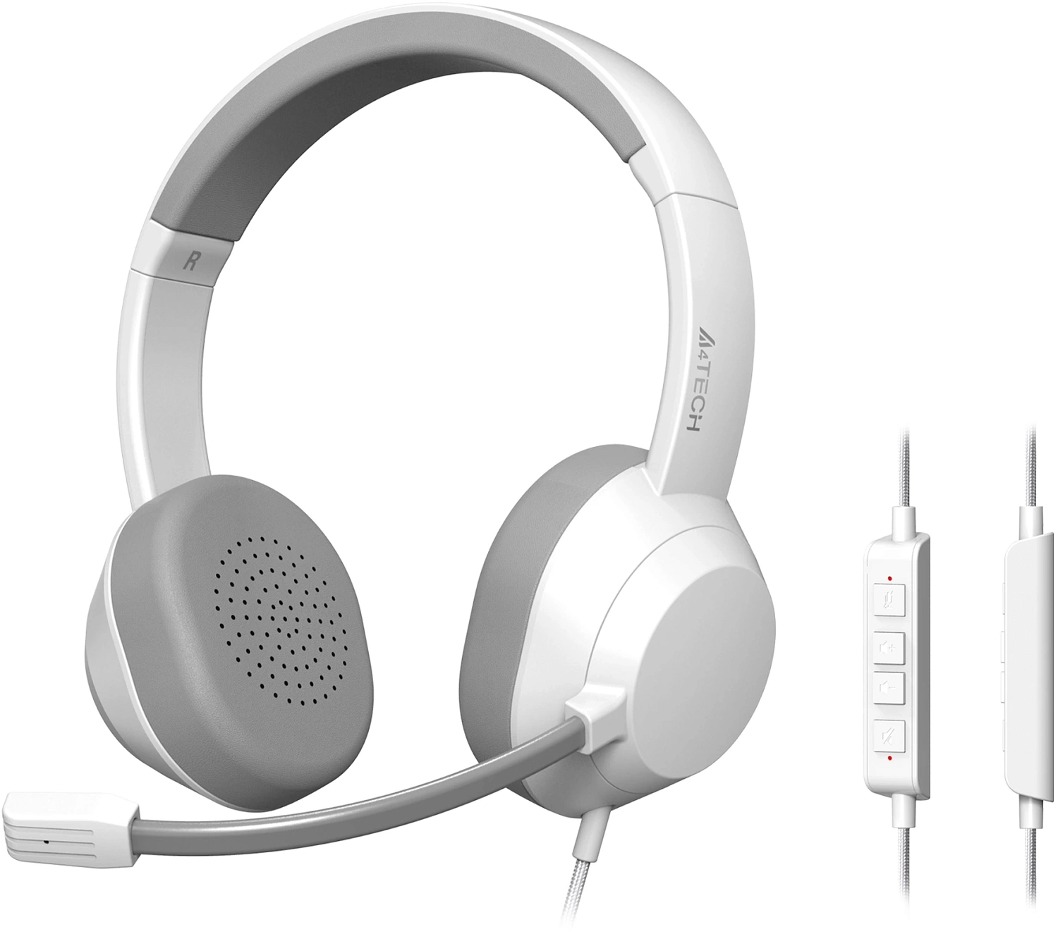 Наушники с микрофоном A4Tech Fstyler FH150U белый/серый 2м накладные USB оголовье (FH150U WHITE)