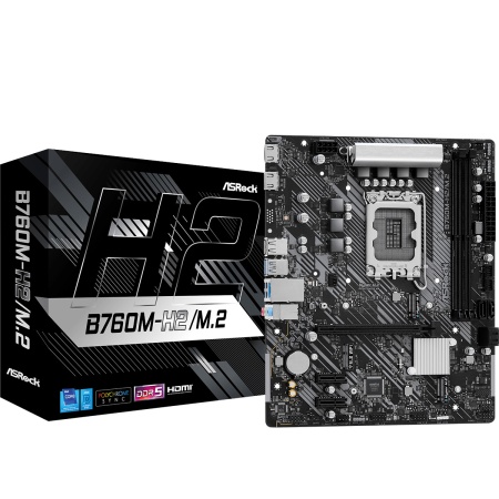 Материнская плата ASROCK B760M-H2/M.2 LGA1700, B760, 2*DDR5, DP+HDMI, 4xSATA3 6.0 (RAID), M.2 Socket, USB 3.2, USB 2.0, mATX; 90-MXBN00-A0UAYZ