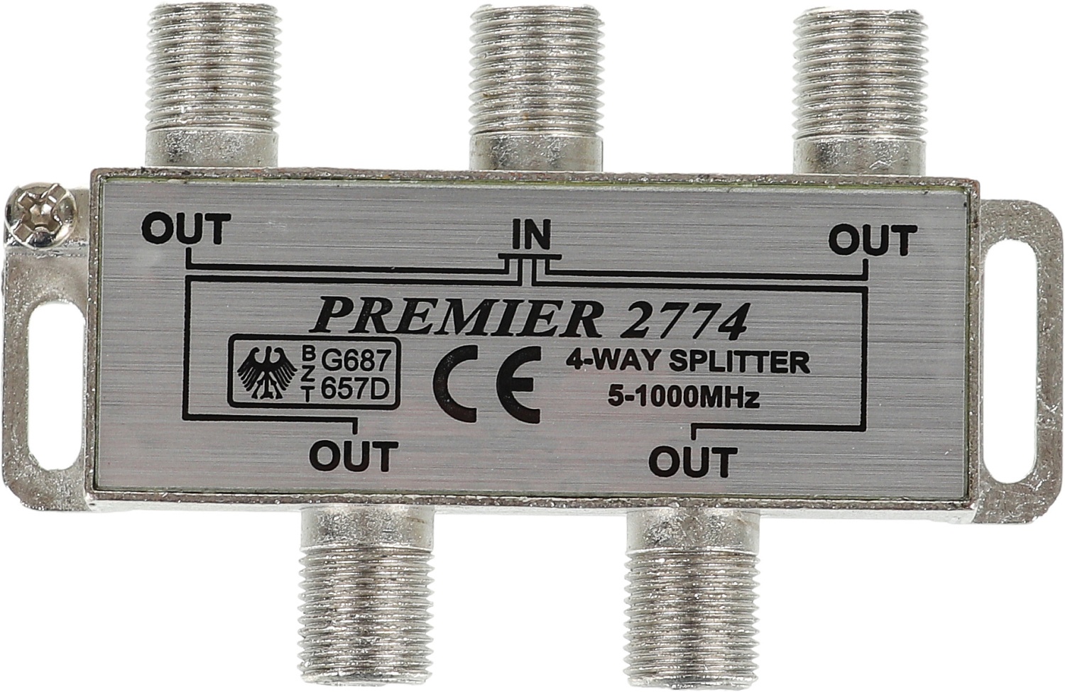 Сплиттер антенный 4-824/1 F-TV(f)/F-TV(f) серебристый (уп.:1шт)