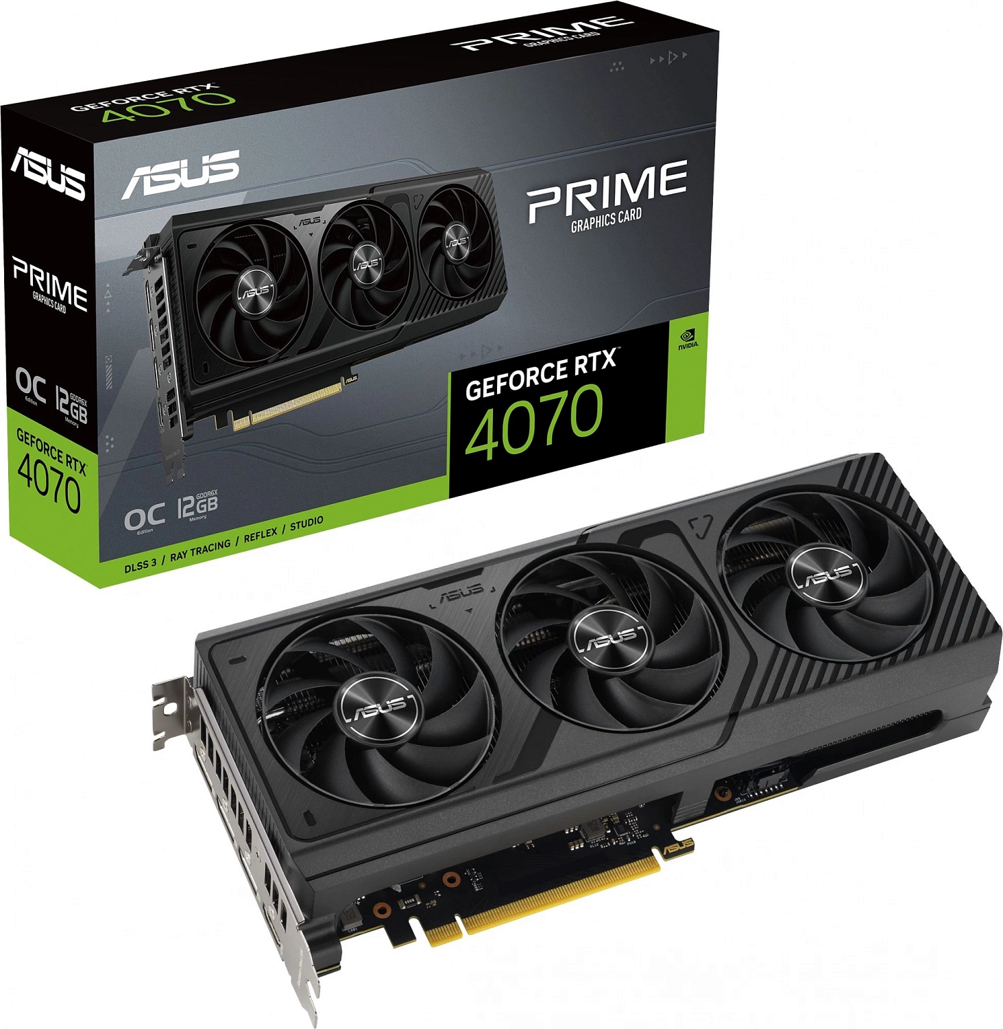 Видеокарта Asus PCI-E 4.0 PRIME-RTX4070-O12G NVIDIA GeForce RTX 4070 12Gb 192bit GDDR6X 2520/21000 HDMIx1 DPx3 HDCP Ret