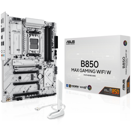 Материнская плата ASUS B850 MAX GAMING WIFI W AM5 ATX 4xDDR5 4xPCIEx16 3xM.2 USB-C DP HDMI 2.5GLAN Wi-Fi 6E