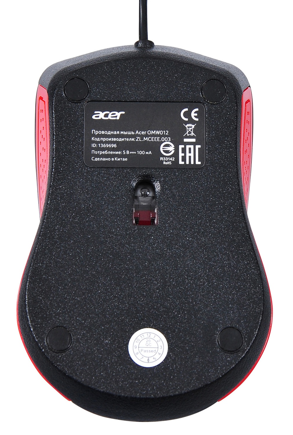 Мышь Acer OMW012 черный/красный оптическая (1200dpi) USB (3but) Мышь Acer OMW012 черный/красный оптическая (1200dpi) USB (3but)