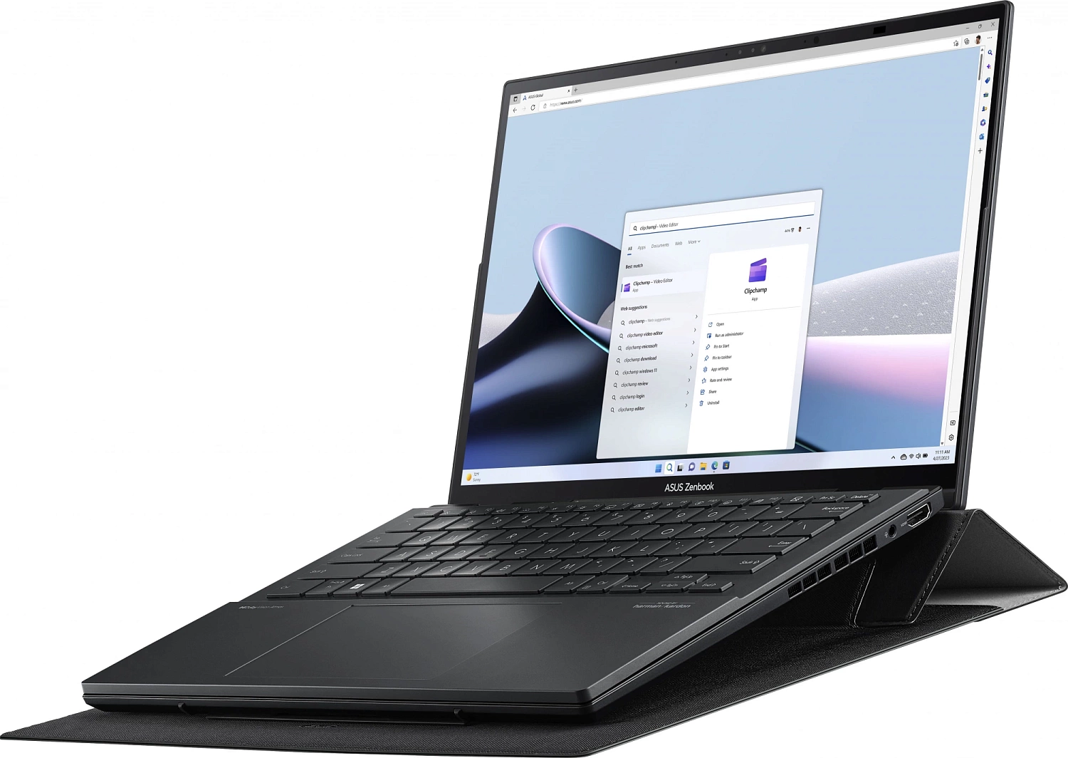 Ноутбук Asus ZenBook Duo UX8406MA-QL339W Core Ultra 9 185H 32Gb SSD1Tb Intel Arc 14" OLED Touch FHD (1920x1080) Windows 11 Home grey WiFi BT Cam Bag (90NB12U1-M00HW0)