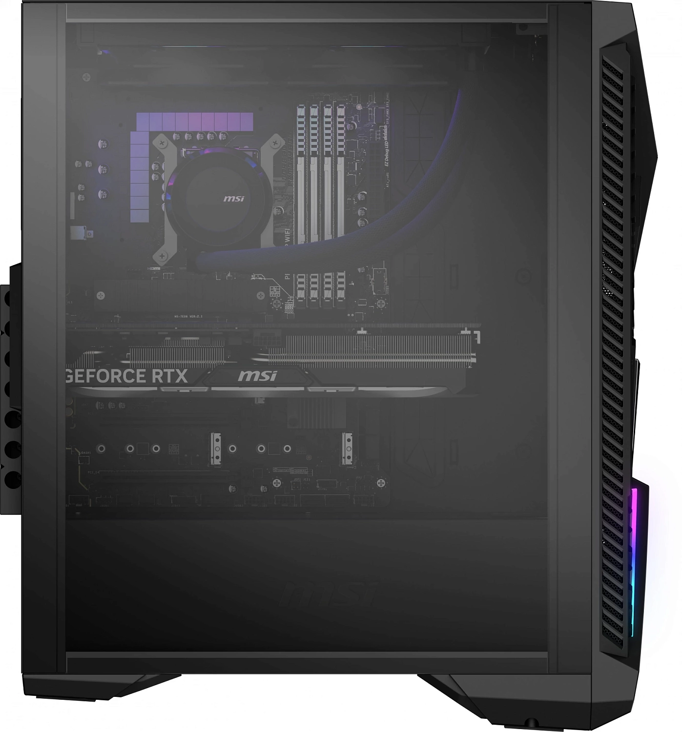 ПК MSI Infinite X2 14NUG9-659RU Core i9 14900KF (3.2) 64Gb 2Tb 7.2k SSD1Tb RTX4080 16Gb Windows 11 Home 2.5Gigabit WiFi BT 850W черный (9S6-B90421-659)