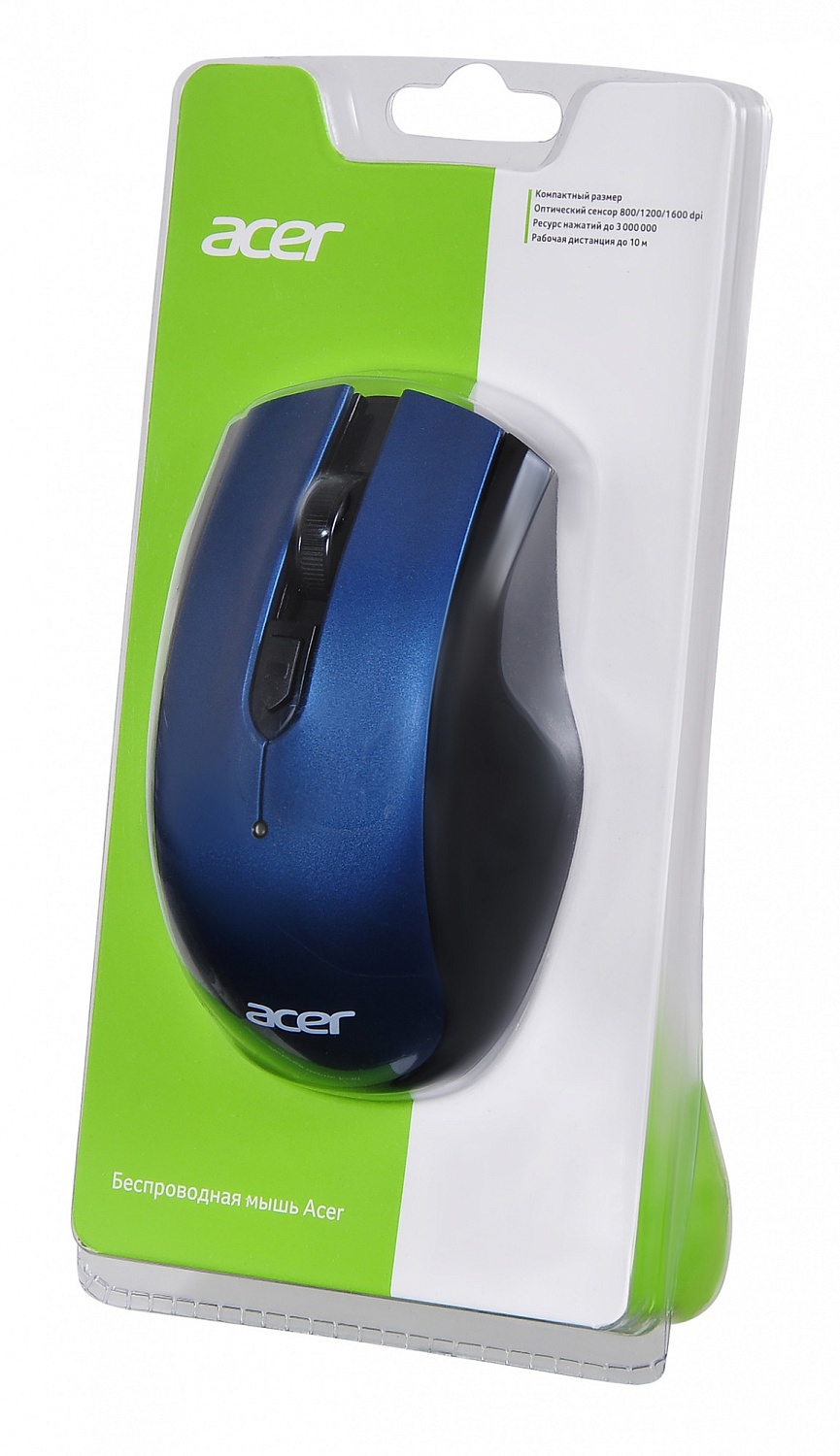 Мышь Acer OMR031 черный/синий оптическая (1600dpi) беспроводная USB (3but) Мышь Acer OMR031 черный/синий оптическая (1600dpi) беспроводная USB (3but)