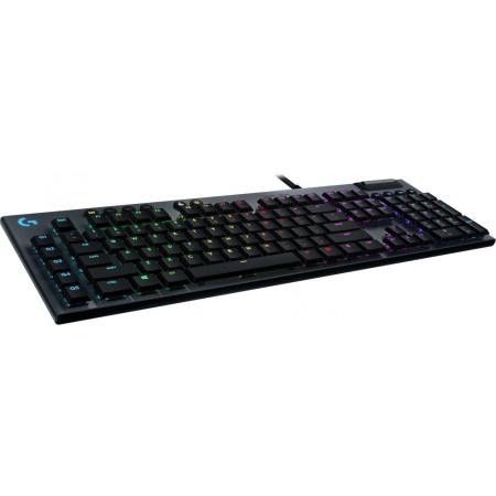 Клавиатура игровая Logitech G815 Tactile черная, механическая (GL Tactile), тонкая, 119 клавиш (16 дополнительных), 5 G-клавиш (профили), RGB-подсветка, USB порт, кабель 1,8м