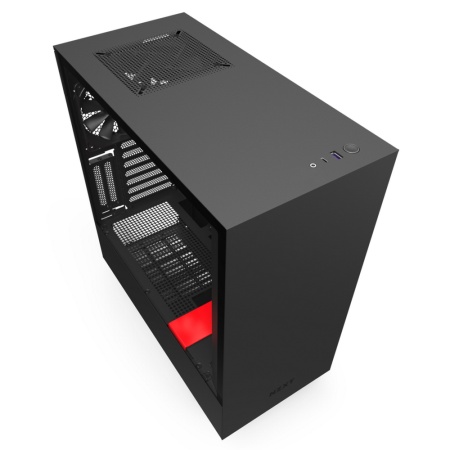 H510i CA-H510i-BR Compact Mid Tower Black/Red Chassis with Smart Device 2, 2x 120mm Aer F Case CA-H510i-BR Fans, 2x LED Strips and Vertical GPU Mount (695034)