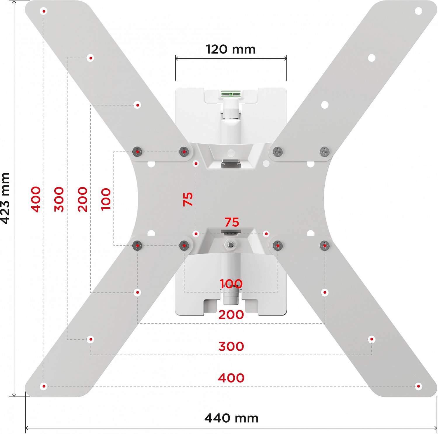 Кронштейн для телевизора Holder LCD-5566-W белый 32"-55" макс.45кг настенный поворотно-выдвижной и наклонный