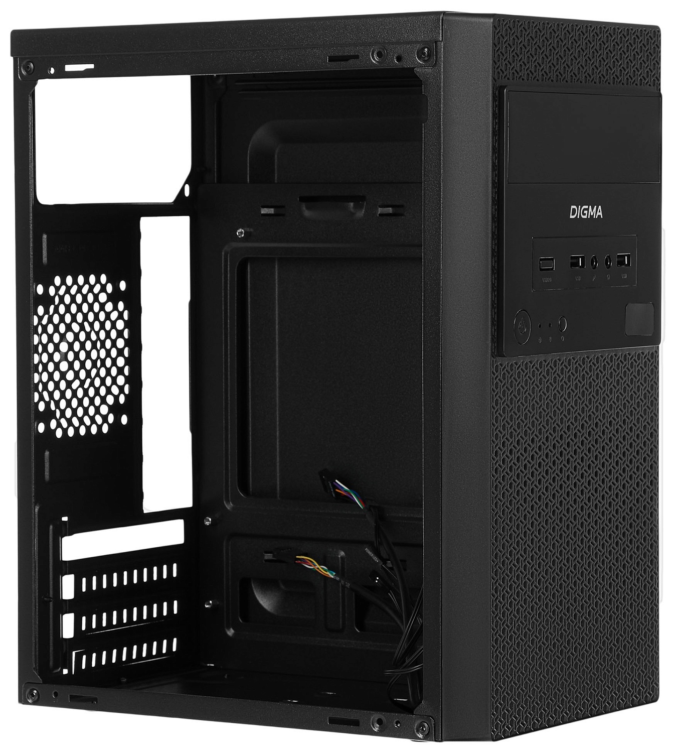 Корпус Digma DC-MATX103-U2 черный без БП mATX 1x80mm 2x120mm 2xUSB2.0 audio