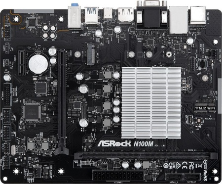 Материнская плата Asrock N100M 1xDDR4 mATX AC`97 6ch(5.1) GbLAN+VGA+HDMI+DP