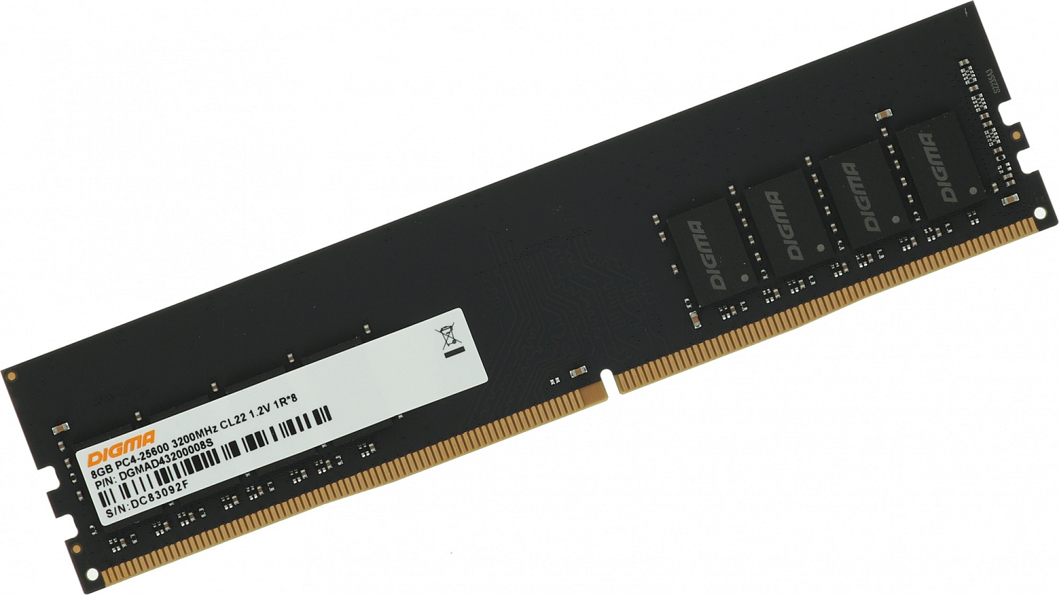 Память DDR4 8Gb 3200MHz Digma DGMAD43200008S RTL PC4-25600 CL22 DIMM 288-pin 1.2В single rank Ret Память DDR4 8Gb 3200MHz Digma DGMAD43200008S RTL PC4-25600 CL22 DIMM 288-pin 1.2В single rank Ret