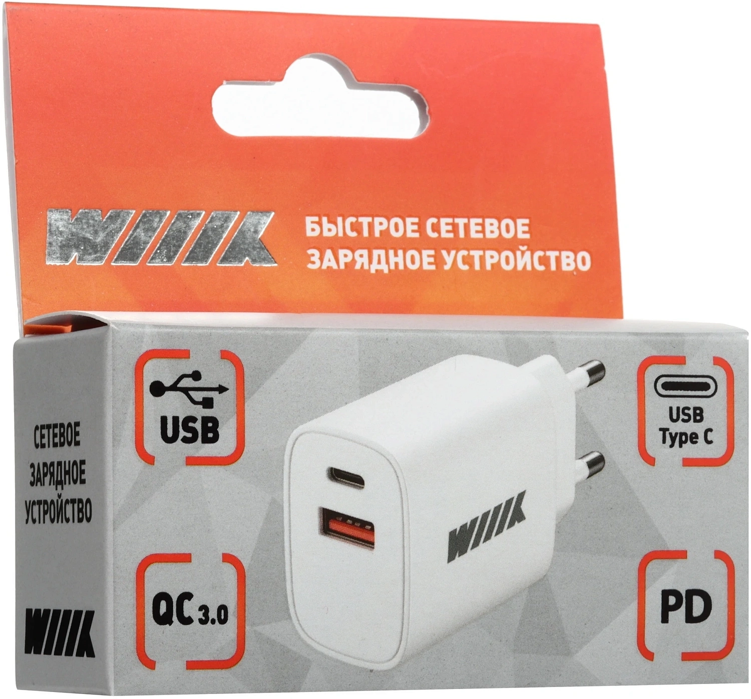 Сетевое зар./устр. Wiiix UNN-4-2-01-QC 3A+2.4A (PD+QC) USB-C/USB-A универсальное белый
