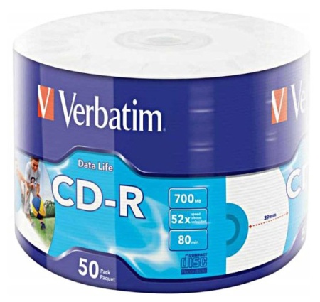 Диск CD-R Verbatim 700Mb 52x bulk (50шт) Printable (43794)